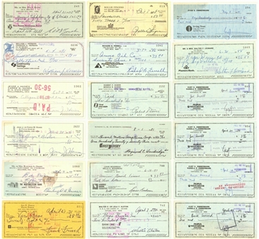 Lot of (46) Signed Checks Signed by Hall of Famers Including Aaron, Musial, & Slaughter (Beckett PreCert)